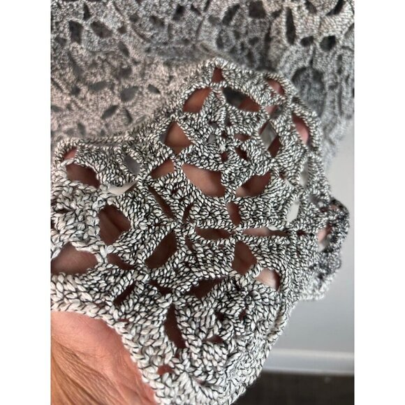 Alberto Makali Womens Crochet Knit Poncho Top Gray Boho Cover Up Size S/M - Picture 6 of 7